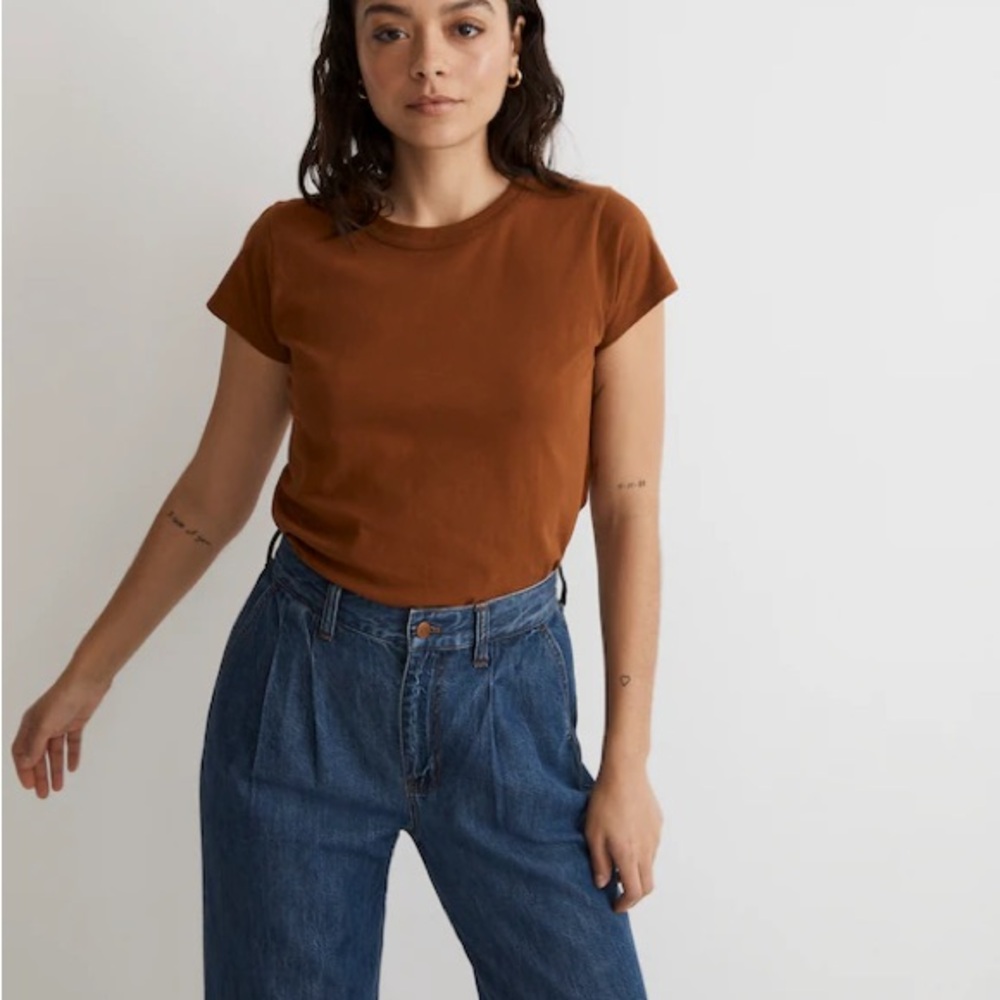 Madewell Medium Softfade Cotton Perfect Vintage Tee in Rust/Warm Coffee